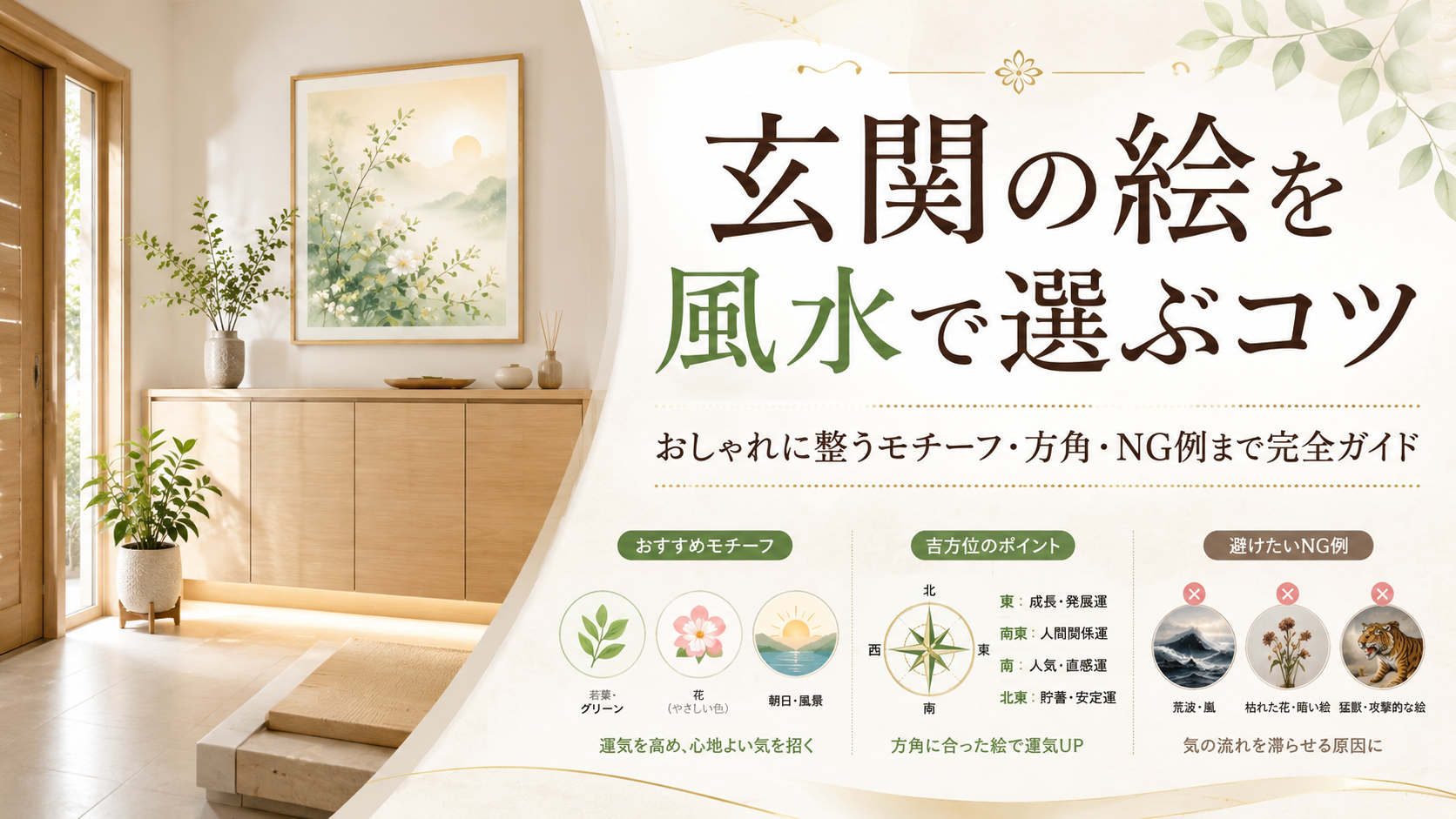 玄関の絵を風水で選ぶコツ｜おしゃれに整うモチーフ・方角・NG例まで完全ガイド