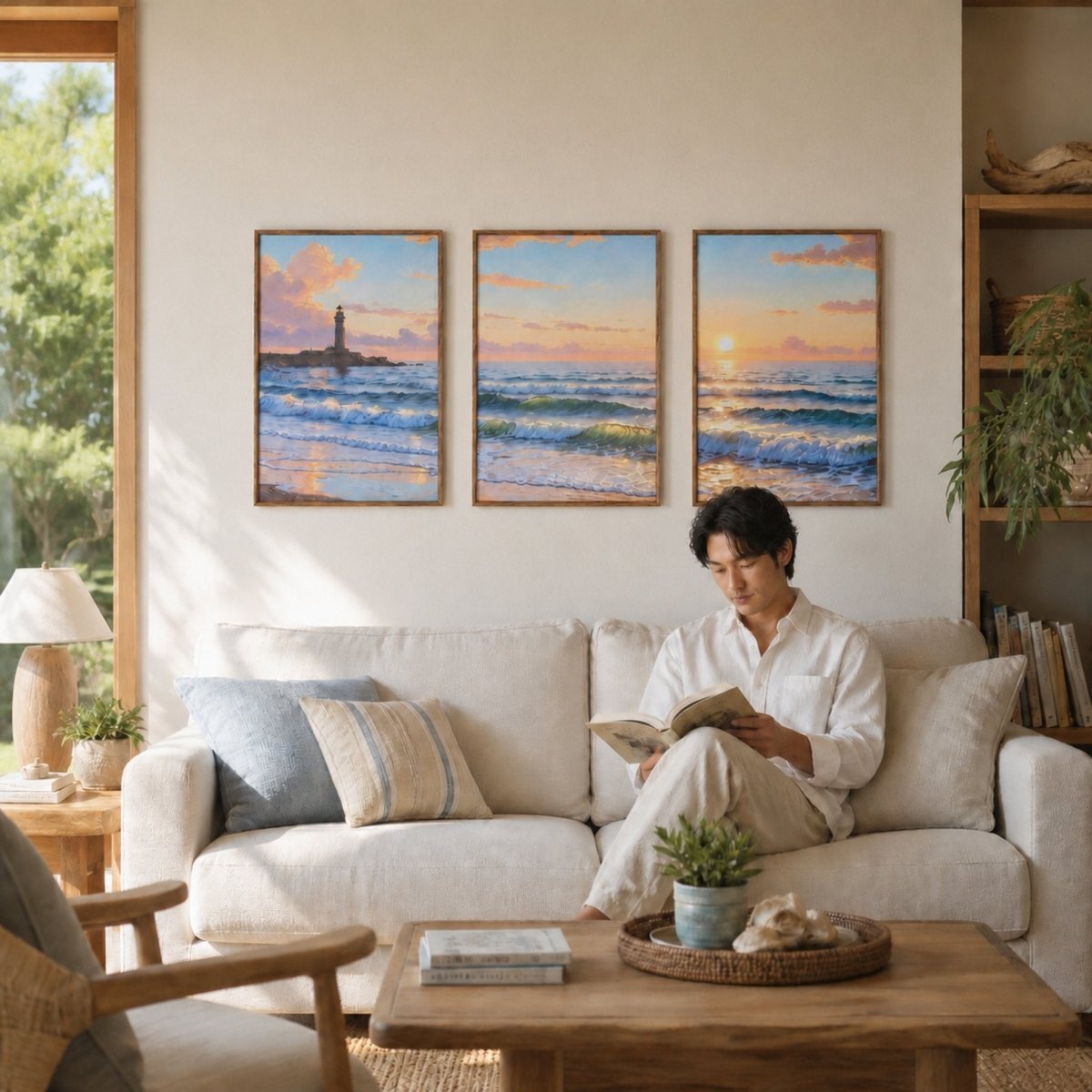 ＜予約販売商品＞【壁セレブ】アートパネル 光の海岸線 3枚セット - 【公式】HALZEN（ハルゼン）壁とアートで暮らしを彩るインテリア通販サイト