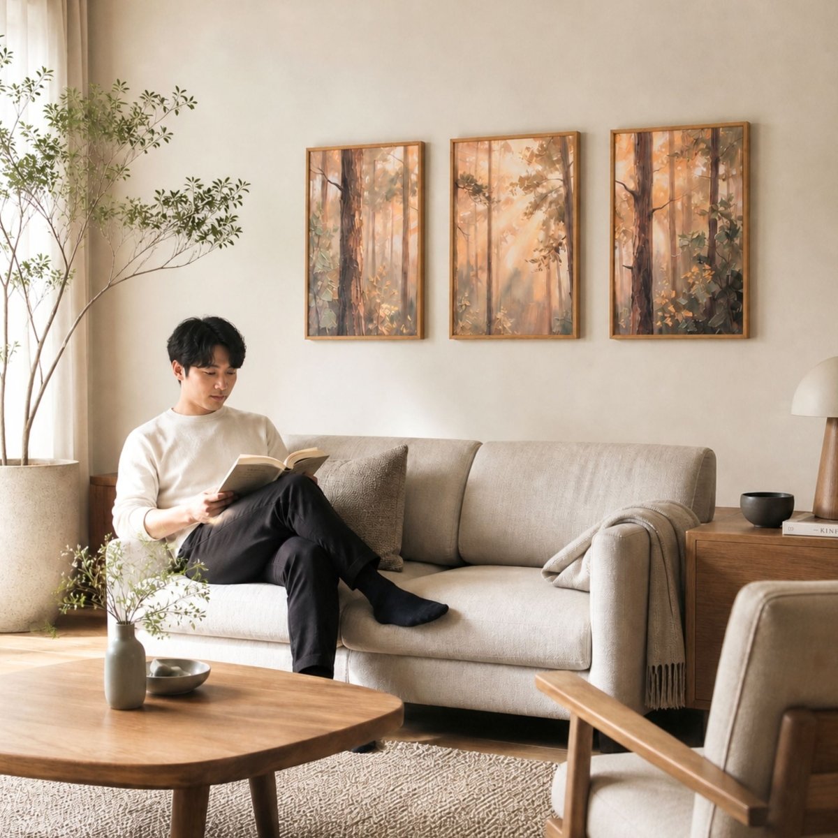 ＜予約販売商品＞【壁セレブ】アートパネル 木漏れ日の森 3枚セット - 【公式】HALZEN（ハルゼン）壁とアートで暮らしを彩るインテリア通販サイト