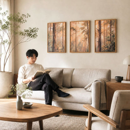 ＜予約販売商品＞【壁セレブ】アートパネル 木漏れ日の森 3枚セット - 【公式】HALZEN（ハルゼン）壁とアートで暮らしを彩るインテリア通販サイト